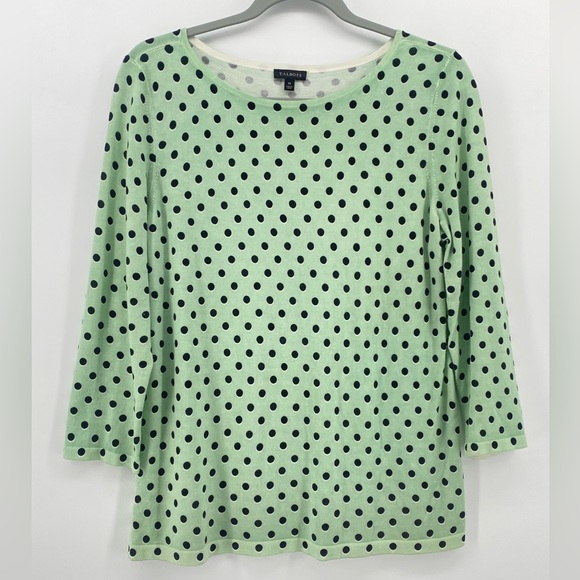 Talbots Sweaters - Talbots Womens Sweater Mint Green Polka Dot 3/4 Sleeve Round Neck‎ Pullover Sz M